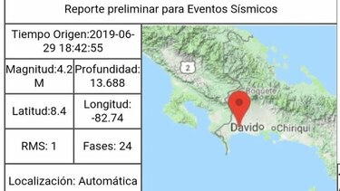 Sismo de 4.2 grados en Puerto Armuelles; alerta verde está vigente hasta el lunes
