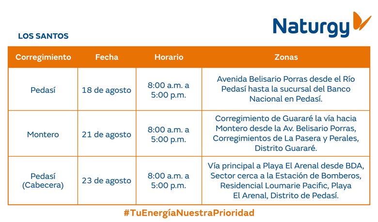 Trabajos de mantenimiento en la red eléctrica del 18 al 24 de agosto 2025