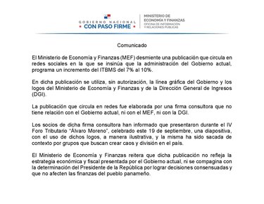 MEF niega aumento de impuestos; firma consultora reconoce uso de imagen oficial