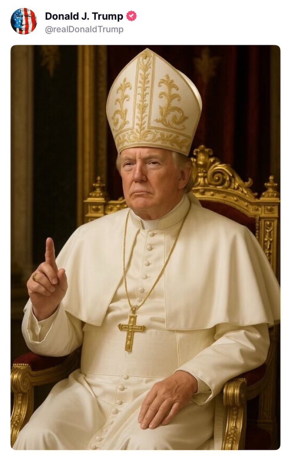 Trump postea en su cuenta de Truth Social una foto vestido de papa
