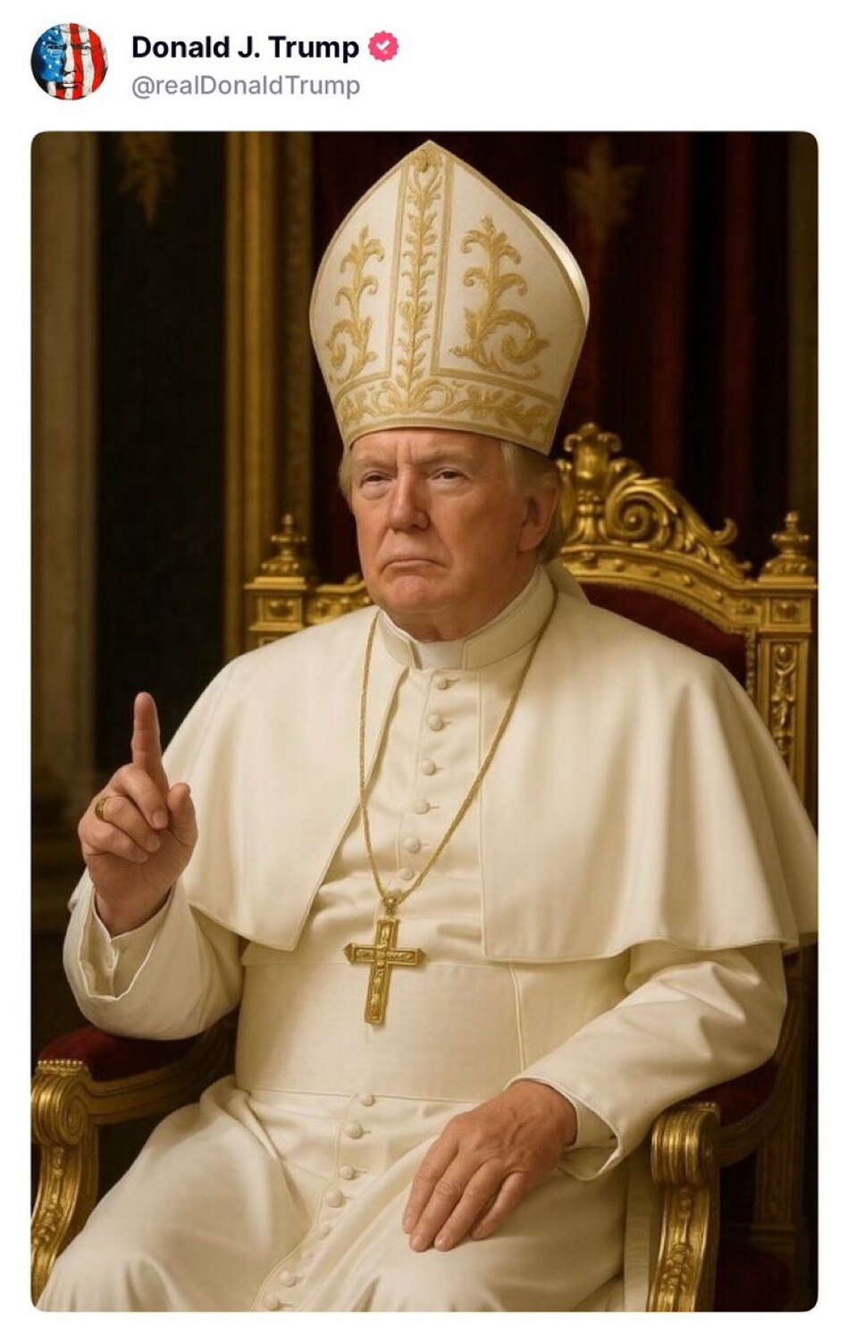 Trump postea en su cuenta de Truth Social una foto vestido de papa