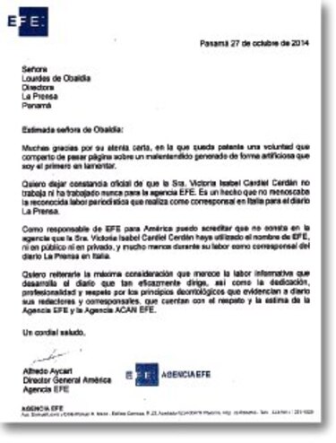 Agencia EFE aclara noticia