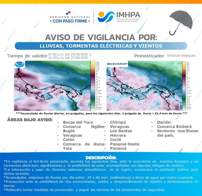 Autoridades mantienen vigilancia por lluvias y tormentas hasta el 27 de mayo