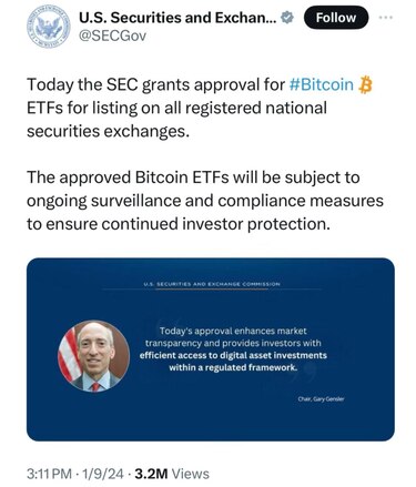 El regulador bursátil estadounidense permite la creación de ETFs vinculados al bitcóin