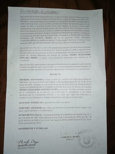 Vicealcaldesa de Arraiján asume control de municipio; alcalde Pedro Sánchez Moro es suspendido