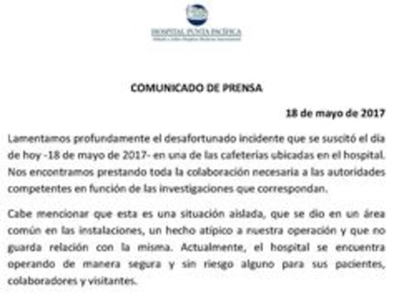 Una mujer es asesinada en el Hospital Punta Pacífica; dos hombres sospechosos