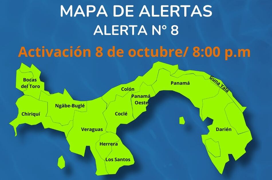 Sinaproc declara nueva alerta en todo el país por aumento significativo de lluvias a consecuencia del huracán Milton