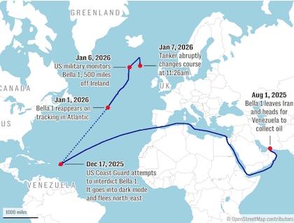 Estados Unidos intercepta un petrolero en el Caribe y uno en el Atlántico relacionados con Venezuela