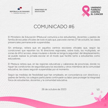 Meduca informa que las clases presenciales siguen suspendidas
