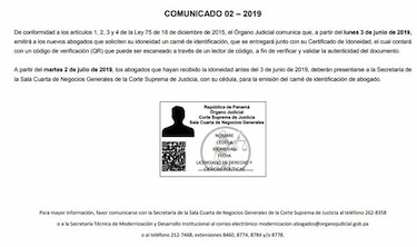 Desde este lunes emiten carnés de identificación para nuevos abogados; en julio programan entregarlos a los ya idóneos