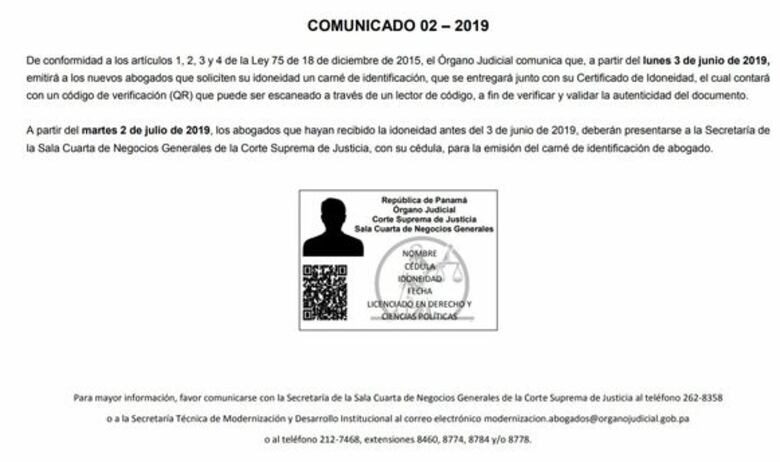 Desde este lunes emiten carnés de identificación para nuevos abogados; en julio programan entregarlos a los ya idóneos