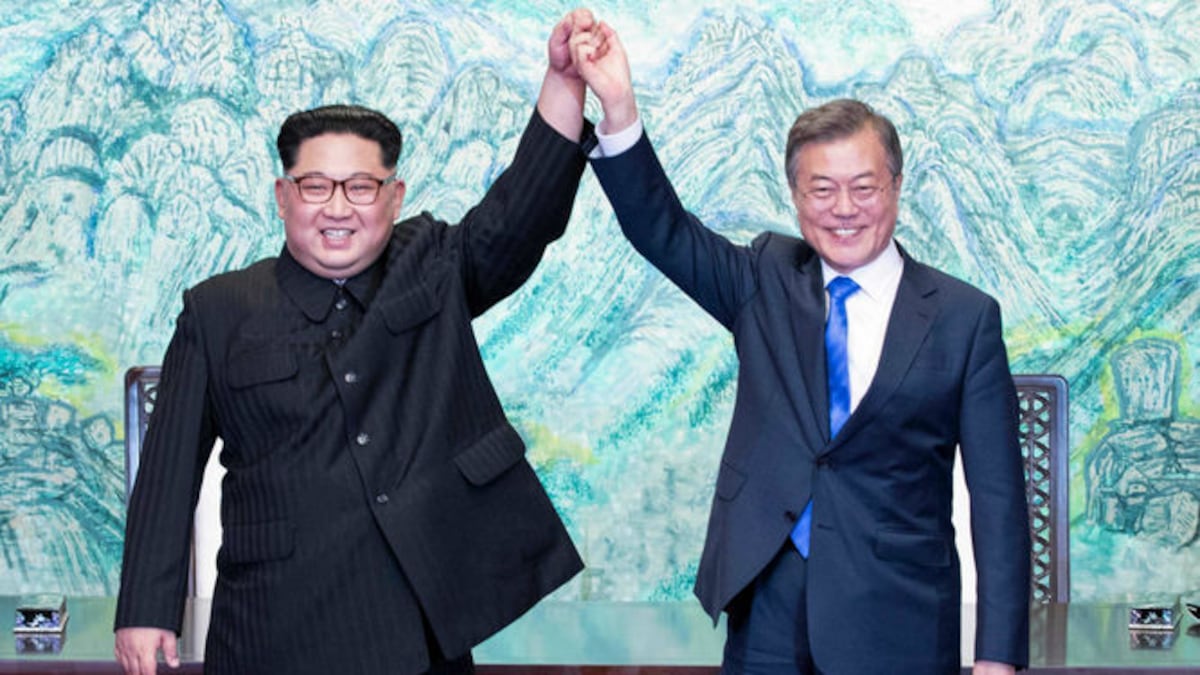 Líder norcoreano, Kim Jong Un, y el presidente surcoreano, Moon Jae-in.