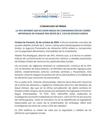 Sin indicios de E. coli en carnes importadas desde Estados Unidos, asegura la APA