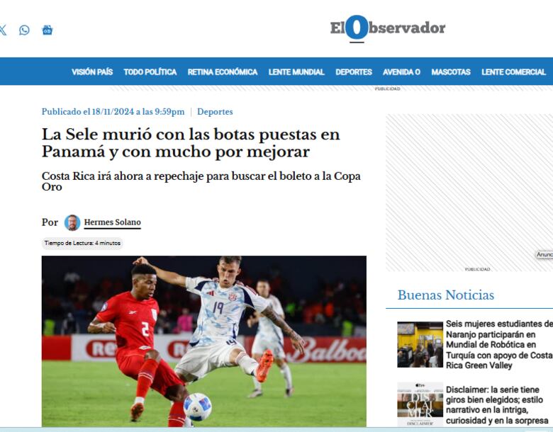 Así reaccionaron los medios ticos tras la eliminación ante Panamá