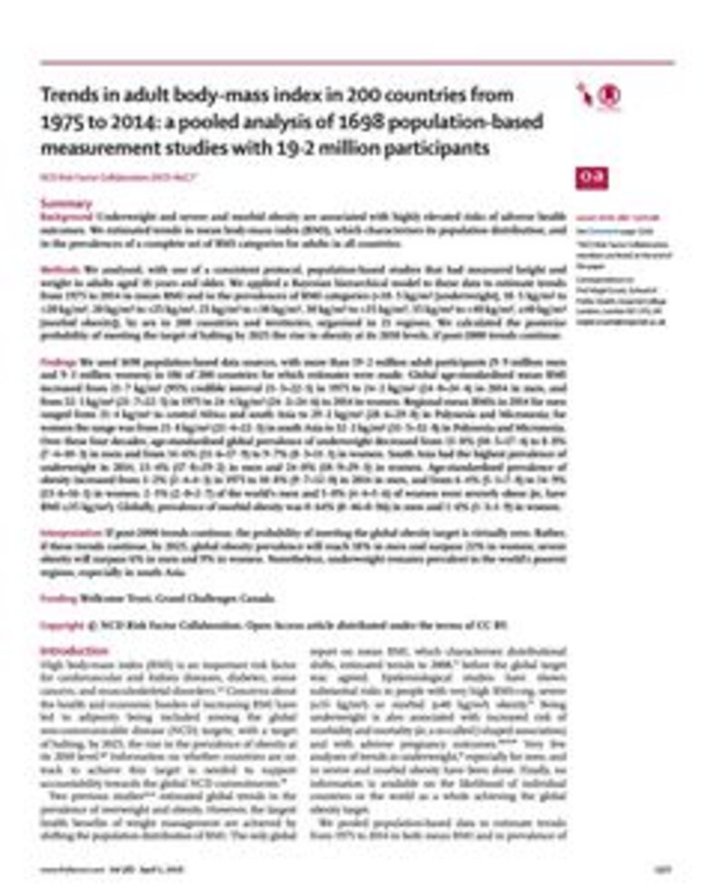 Panameños participan en estudio mundial de obesidad más completo que se ha realizado