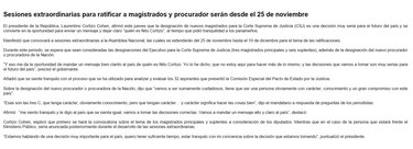 Sesiones extraordinarias para ratificar a magistrados y procurador empezarán el 25 de noviembre
