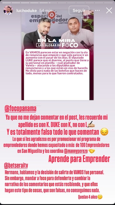 Disputa interna en Vamos: explosivo enfrentamiento entre Lucho Duke y Betserai Richards