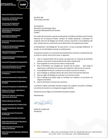 El Conep anunció que no participará en la segunda fase del diálogo, si no cambian las condiciones