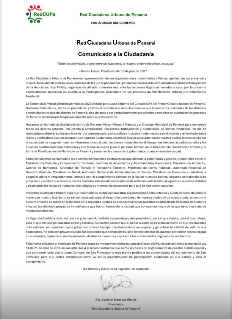 Red Ciudadana exige al alcalde Mayer Mizrachi abrir espacios reales de participación