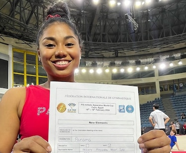 Hillary Heron hace un doble mortal con giro y medio; su nombre queda escrito en la historia de la gimnasia artística