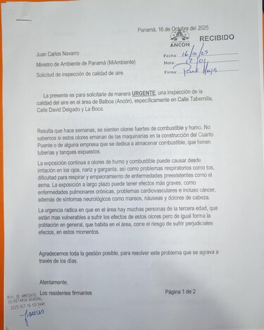 Comunidades de Ancón alertan sobre contaminación y exigen inspección ambiental por fuertes olores a combustible