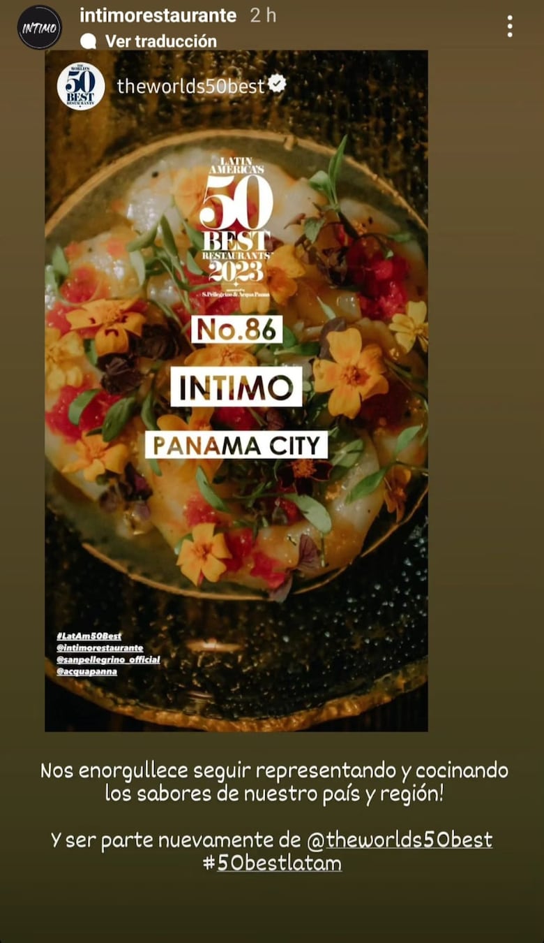 Fonda Lo Que Hay e Íntimo, de Panamá, incluidos en los Latin America’s 50 Best Restaurants