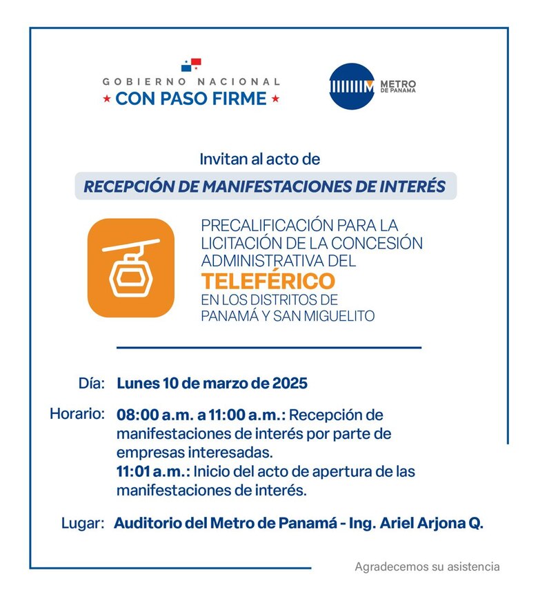 El Metro de Panamá realizará este lunes proceso de precalificación para el teleférico de San Miguelito