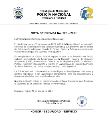 Policías del régimen de Ortega se toman las instalaciones de ‘La Prensa’ de Nicaragua
