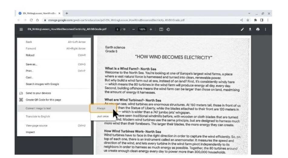 Una nueva función de Chrome convertirá las imágenes de los pdf en texto