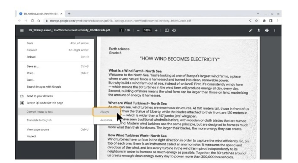 Una nueva función de Chrome convertirá las imágenes de los pdf en texto