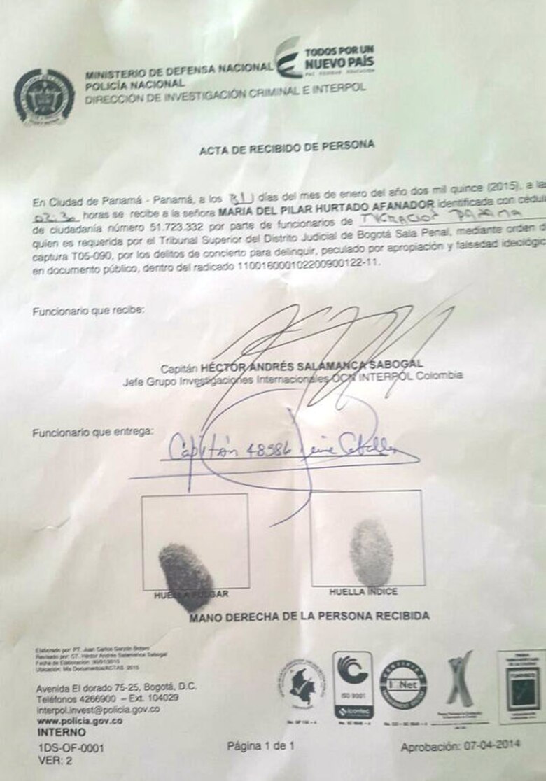 Se entrega María del Pilar Hurtado; empezó la audiencia para legalizar captura