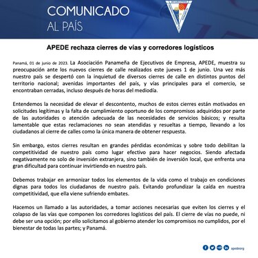 Protestas cortan cadena logística y afectan reputación del país