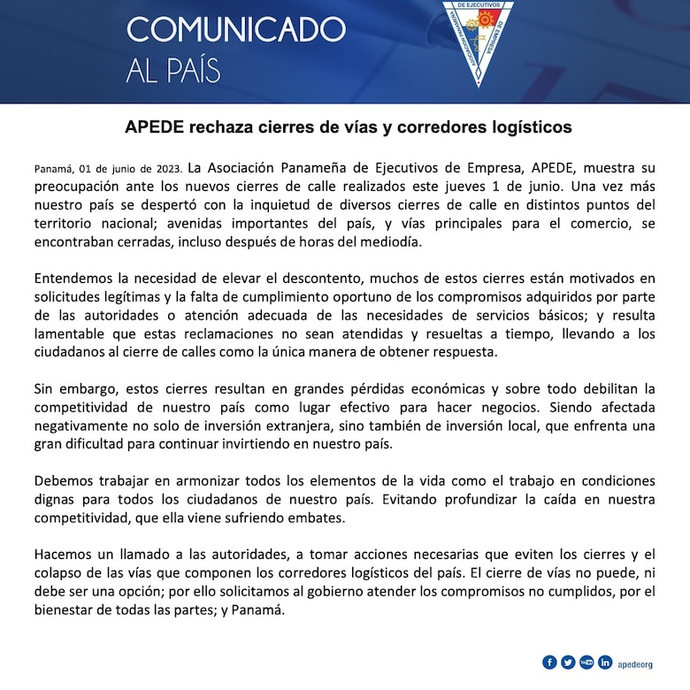 Protestas cortan cadena logística y afectan reputación del país