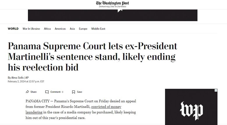 Así titularon los medios internacionales la condena de Ricardo Martinelli