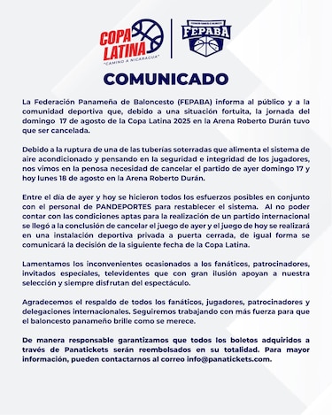 Daños en la Arena Roberto Durán obligan a jugar la Copa Latina a puertas cerradas