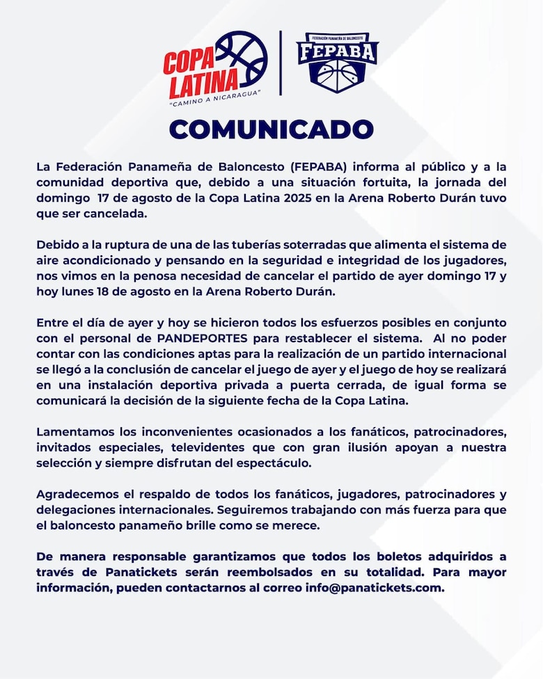 Copa Latina 2025: Partidos de este lunes se jugarán en el COS Sports Plaza a puerta cerrada