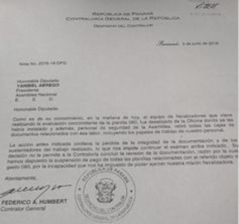 Contraloría suspende el pago de la planilla 080 a todos los diputados