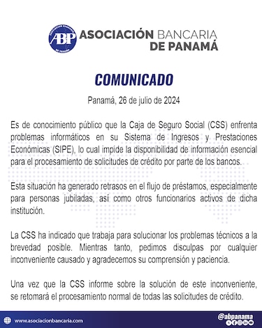 Falla tecnológica de la CSS frena los descuentos de nuevos préstamos a jubilados en financieras y bancos