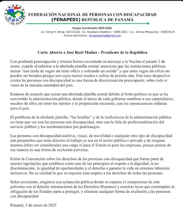 Mulino genera controversia por comentarios sobre las personas con discapacidad