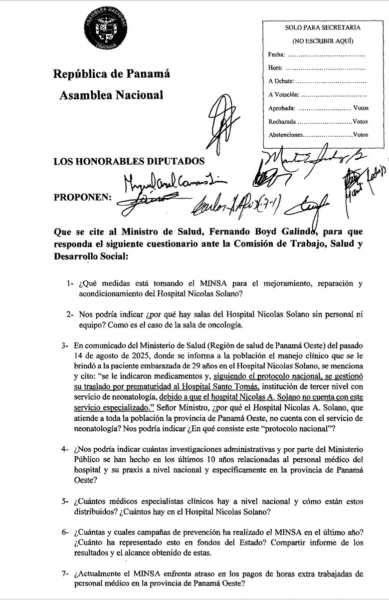 Estas son las preguntas que el ministro de Salud deberá responder por denuncias en el hospital Nicolás A. Solano