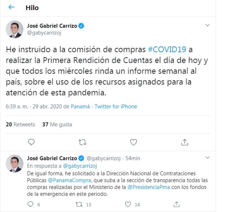 Vicepresidente Carrizo anuncia que hoy rendirá el  primer informe de compras realizadas para atender la pandemia