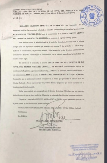 Juzgado admite secuestro de bienes de exprocuradora Kenia Porcell a solicitud de Martinelli