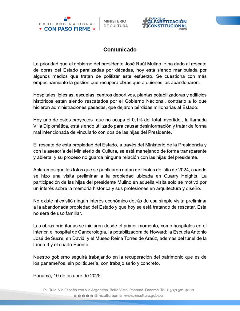 MiCultura dice que ‘tratan de politizar’ el proyecto de la Villa Diplomática 