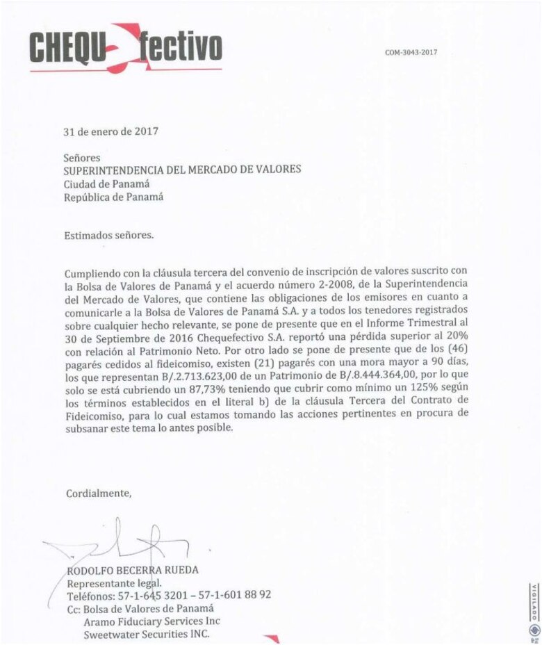 Bolsa de Valores de Panamá suspende a la empresa Chequefectivo por problemas económicos
