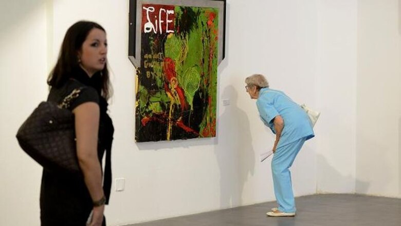 Pinturas de Sylvester Stallone en el museo de arte moderno de Niza