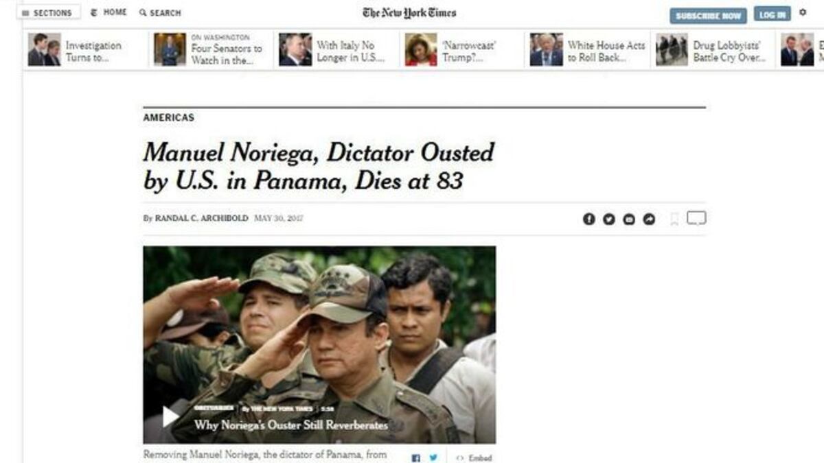 El deceso de Noriega en los medios digitales