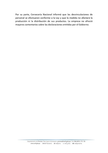 Gobierno de Mulino niega alza de impuestos señalada por la Cervecería Nacional