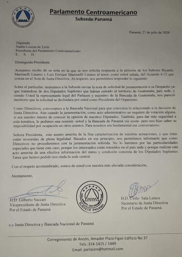 Bancada panameña en el Parlacen dice que no juramentará a los hermanos Martinelli Linares