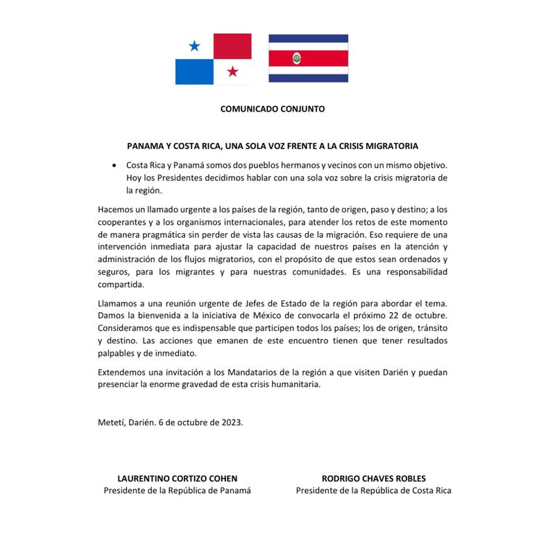 Costa Rica y Panamá piden ayuda urgente para enfrentar la crisis migratoria