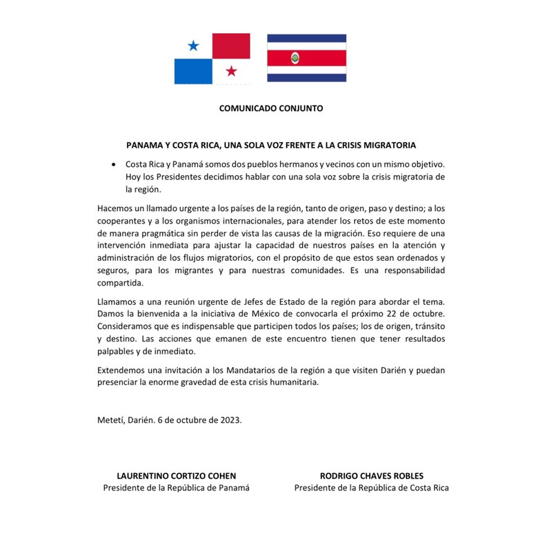 Costa Rica y Panamá piden ayuda urgente para enfrentar la crisis migratoria
